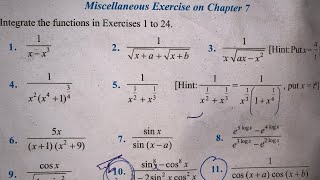 MISCELLANEOUS EX Q1 TO Q10 SOLUTIONS OF INTEGRALS NCERT CHAPTER 7 CLASS 12thPART1 [upl. by Drahnreb]