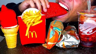 taco bell ice cream cone dipped chocolate crispy french fries cheese burrito big bites asmr mukban [upl. by Aaberg]