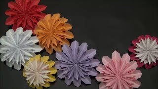 （折り紙・コピー用紙）ダリアの花の折り方【DIY】Origami  copy paper How to fold dahlia flowers [upl. by Rennoc610]