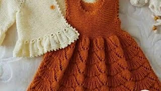 Frock with Umbrella Knitting Design Jali Tutorial Girls Woolen FrockDesign411 [upl. by Reywas]