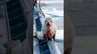 Male seal asked the sailor to help rescue the female seal and her cups who were injured in the net [upl. by Nylyahs]