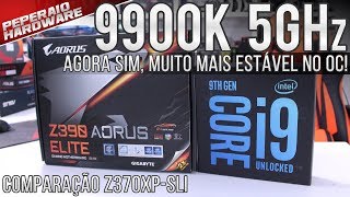 Agora sim I9 9900K  Aorus Z390 Elite  Overclock 5Ghz  VRM super frio  Comparação Z370XPSLI [upl. by Akkahs]