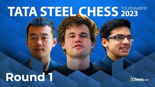 Carlsen Caruana Ding So  Chess’ ELITE Square Off In Tata Steel Chess Masters 2023  RD 1 [upl. by Tanah353]