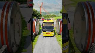 Cement Trucks and Cargo Bus CRASH into Bollardsbeamng shorts beamngdrive [upl. by Dej522]