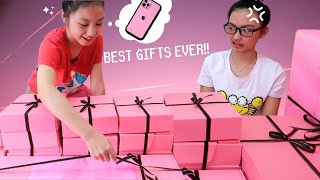 MYSTERY LATE BIRTHDAY GIFTS IN THE PINK BOX PRANK TO AUREA  Aurea amp Alexa [upl. by Mcmahon]