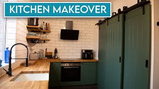 Kitchen Cabinet Makeover  Green Kitchen Transformation [upl. by Petes]