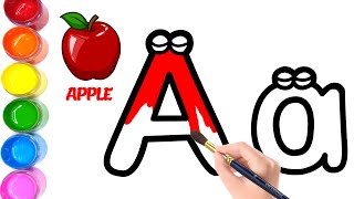 Drawing and Coloring letter A English Alphabet Drawing and Simple Coloring for toddlers [upl. by Wallford]