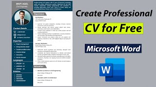 Create Best CV for Free in MS Word  Best CV Format 2023 for Job  CV Tutorial [upl. by Anaahs]