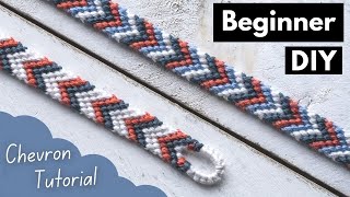 EASY Chevron Tutorial with TEAR DROP LOOP  Friendship Bracelets Beginner DIY [upl. by Gwyn]