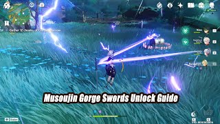 Genshin Impact Musoujin Gorge Swords Unlock Guide  Luxurious Chest Reward [upl. by Kolva]