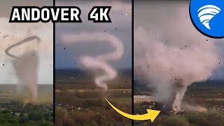 ENHANCED 4K MOST JAWDROPPING Tornado Footage of Andover EF3 [upl. by Roddie800]