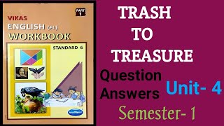 Std 6 English FL Workbook Unit 4 Trash To Treasure Question Answers NCERT [upl. by Aisorbma]