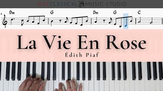 La Vie En Rose  Édith Piaf  Love Song  Piano Tutorial EASY  WITH Music Sheet  JCMS [upl. by Nagud]