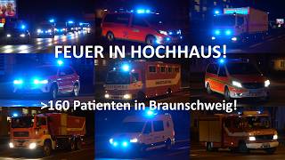 FEUER IN HOCHHAUS  MANV Einsatzfahrten zu Großeinsatz wegen Hochhausbrand in Braunschweig [upl. by Noswal]