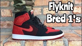 Air Jordan 1 Flyknit quotBredquot on feet [upl. by Nnaesor]