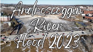 Androscoggin River Flood of 2023 Great Falls LewistonAuburn Maine by Drone [upl. by Ninnette]