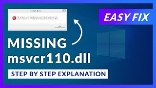 msvcr110dll Missing Error  How to Fix  2 Fixes  2021 [upl. by Durkee]