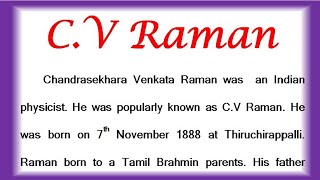 CV Raman essay in English  Essay on CV Raman in English  Biography of CV Raman in English 2022 [upl. by Herring]