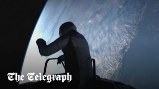 Moment billionaire steps off SpaceX Polaris Dawn in risky private spacewalk [upl. by Ahtekahs698]