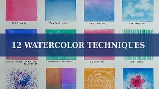 12 WATERCOLOR TECHNIQUES FOR BEGINNERS [upl. by Saitam]