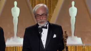 Hayao Miyazaki receives an Honorary Award at the 2014 Governors Awards [upl. by Fabron]