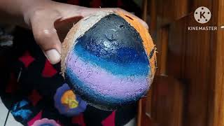 Coconut Shell 🥥 Art 3 Painting on a coconut shell  Day amp Night painting ചിരട്ടയിൽ പെയിൻ്റിംഗ് [upl. by Serafina]