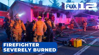 Firefighter ‘severely’ burned while battling duplex fire in Gresham [upl. by Idalia]