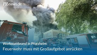 Brand in Pforzheimer KFZWerkstatt fordert Großaufgebot an Feuerwehrkräften [upl. by Amorette]