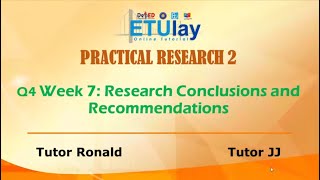 Research Conclusions and Recommendations  Practical Research 2  SHS Quarter 4 Week 7 [upl. by Guria328]