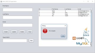 Java GUI crud with MYSQL Database XAMPP 1  Create Read Update Delete  INSERT [upl. by Neelloc]