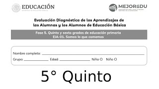 EXAMEN DIAGNÓSTICA MEJOREDU QUINTO DE PRIMARIA 2024 EXAMEN 1 FASE 5 [upl. by Dimah]