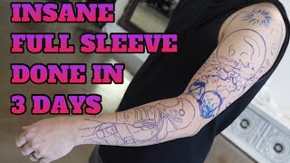 FULL SLEEVE IN 3 DAYS by mrreyesink tattoo tutorial [upl. by Ahsea948]