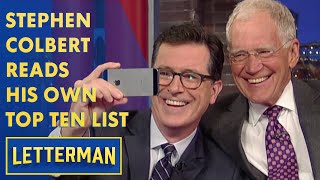 Stephen Colbert Reads His Own Top Ten List  Letterman [upl. by Corwin]