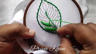 Basic stitch tutorialUnique leaf embroidery stitch for beginnersEasy leaf filling stitching [upl. by Jer]