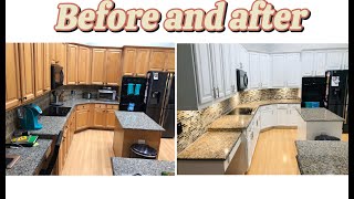 CABINETS before and after Emerald paintsherwinWilliams [upl. by Nosretep]