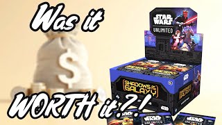 WAS IT WORTH TO BUY THE BOX  Star Wars Unlimited Unboxing  Shadows Over Galaxy [upl. by Aigroeg155]