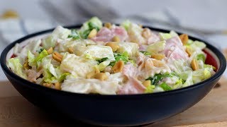 RECETA DE ENSALADA DE PASTA Y LECHUGA CON SALSA DE YOGUR [upl. by Sonstrom]