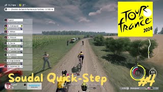 Tour de France 2024 PS5  Soudal QuickStep 4  Gelb auf Schotter verteidigen [upl. by Zadack]