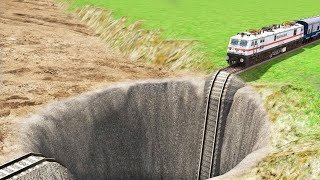 HIGH SPEED JANSHATABDI EXP FELL INTO THE WATER GIANT PIT🔺Indian Train Simulator  TrainsFun [upl. by Burns]