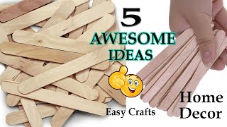 5 Awesome Popsicle Stick Crafts Ideas  DIY Ice Cream Stick Crafts [upl. by Luigi715]