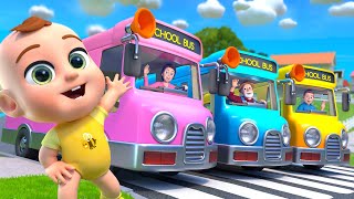 Wheels on the Bus  Pink Blue and Yellow Buses  more Newborn Baby Songs amp Nursery Rhymes [upl. by Polash]