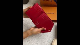 Louis Vuitton 2022 Victorine Wallet Damier Ebene  Red Unboxing [upl. by Irehs844]