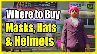 Where to BUY a MASK Helmet or HAT in GTA 5 ONLINE and WEAR THEM [upl. by Kiel]