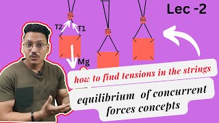 How to find the tensions in strings  equilibrium of concurrent forces  lec 2 [upl. by Inah206]