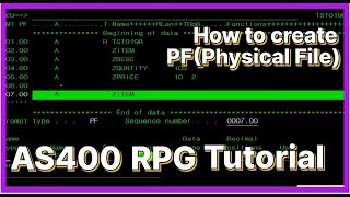 how to create PF Physical file AS400 RPG tutorial [upl. by Kean]