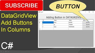 Add button in column in DataGridView in c [upl. by Filippa]