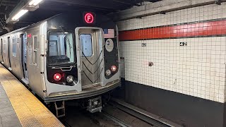 MTA Exclusive R160B Siemens F Train Wrong Railing Out Of 42nd StreetBryant Park 09172024 [upl. by Gerger]