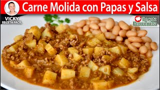 CARNE MOLIDA CON PAPAS Y SALSA  Vicky Receta Facil [upl. by Elmore283]