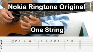 Nokia Ringtone Original Guitar Tutorial One String Guitar Tabs Single String Guitar Lesson Beginner [upl. by Enilkcaj]