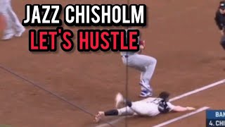 Jazz Chisholm Slides Head First into First Base [upl. by Eerot]